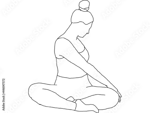 yoga, parivrtta sukhasana, twisted easy pose photo