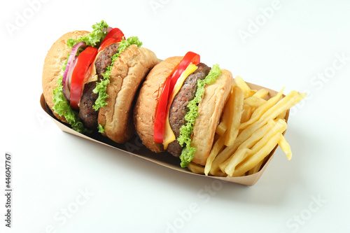 Concept of fast food on white background