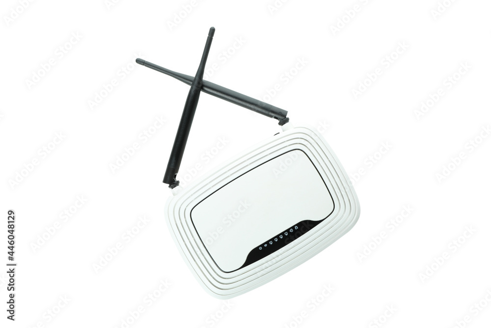 Wi-Fi router with external antennas isolated on white background Wi-Fi router with external antennas isolated on white background