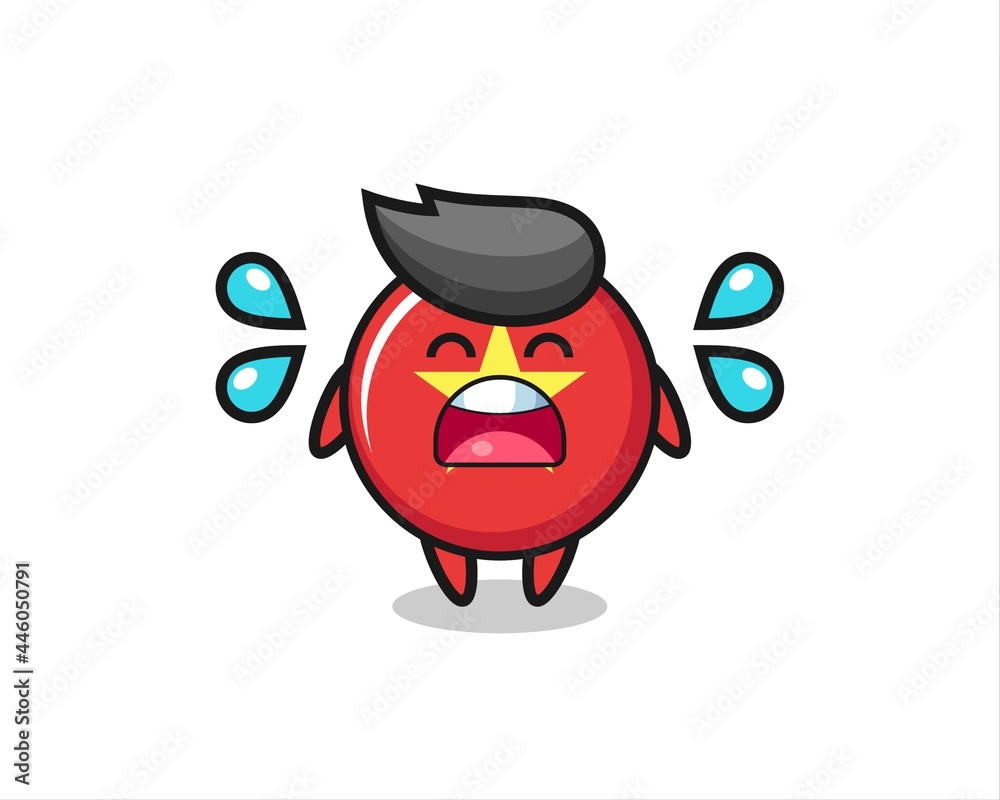 vietnam flag badge cartoon illustration with crying gesture vietnam flag badge cartoon illustration with crying gesture