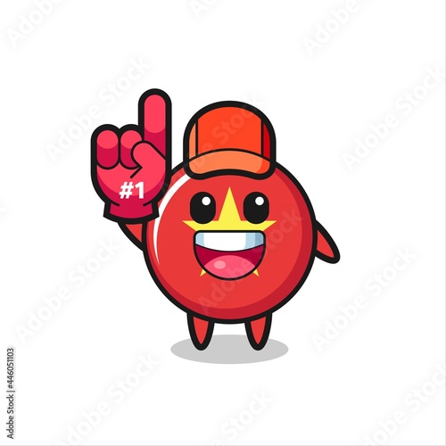 vietnam flag badge illustration cartoon with number 1 fans glove