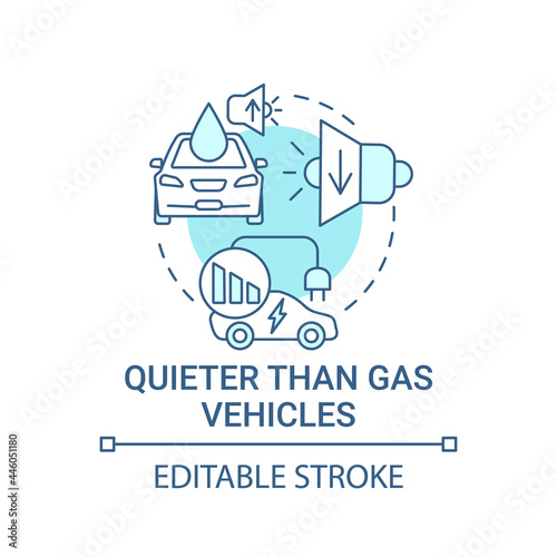 EV silent style concept icon. Reducing noise emission inside and outside car abstract idea thin line illustration. Eco car quite choice. Vector isolated outline color drawing. Editable stroke