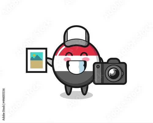 Character Illustration of yemen flag badge as a photographer