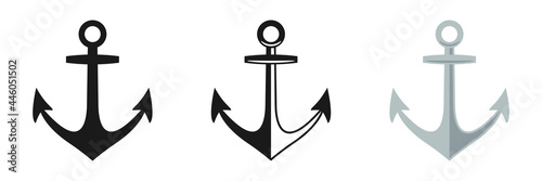 Anchor icons set. Illustration in a flat style.