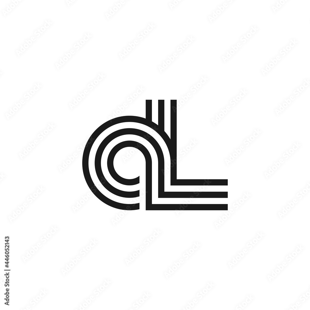 Letter AL logo creative modern monogram, many lines smooth geometric logo initials Letter AL logo creative modern monogram, many lines smooth geometric logo initials