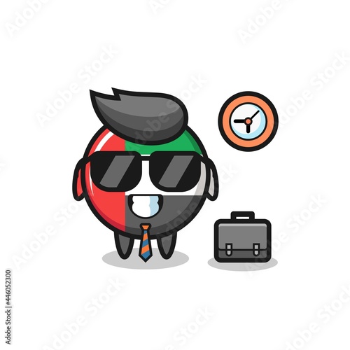 Fototapeta Naklejka Na Ścianę i Meble -  Cartoon mascot of uae flag badge as a businessman