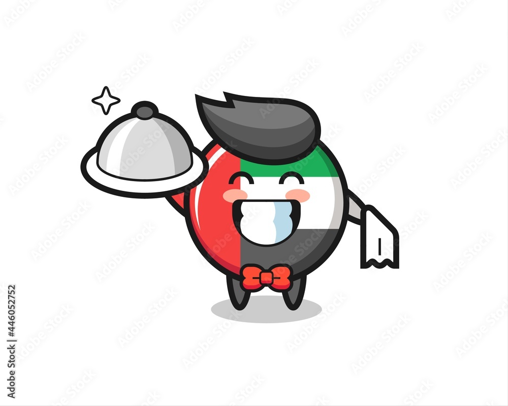 Character mascot of uae flag badge as a waiters Character mascot of uae flag badge as a waiters