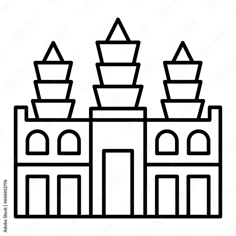 Vector Angkor Wat Outline Icon Design Vector Angkor Wat Outline Icon Design
