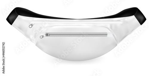 Realistic Detailed 3d White Waist Bag Belt. Vector