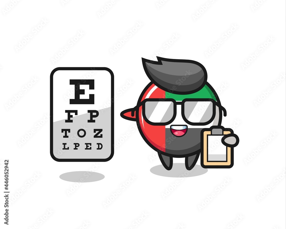 Illustration of uae flag badge mascot as an ophthalmology