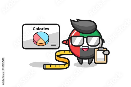 Illustration of uae flag badge mascot as a dietitian