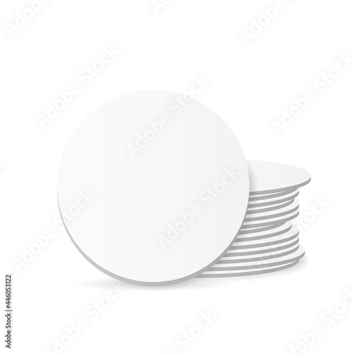 Round beer coasters isolated on white background. Branding template.