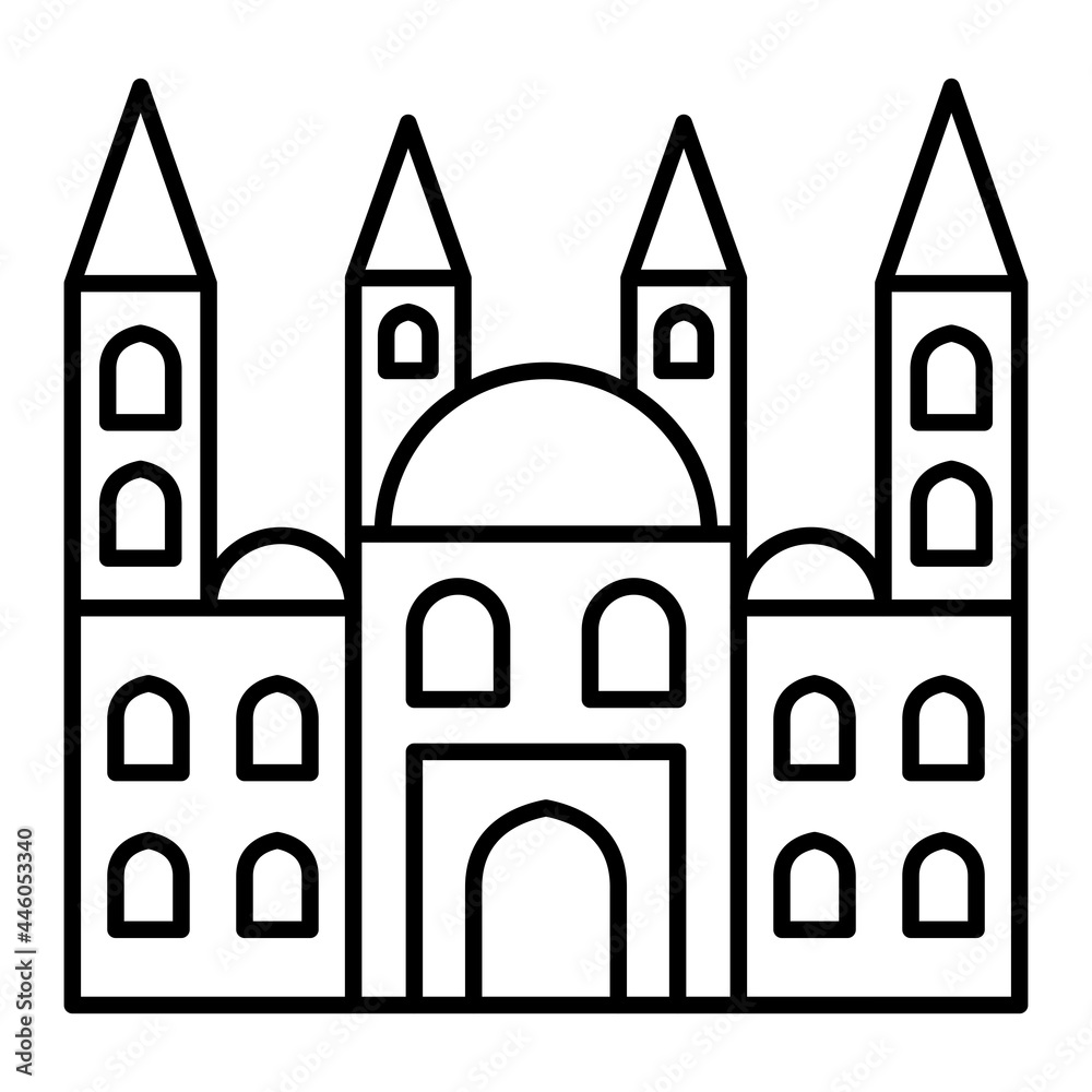 Vector Blue Mosque Outline Icon Design