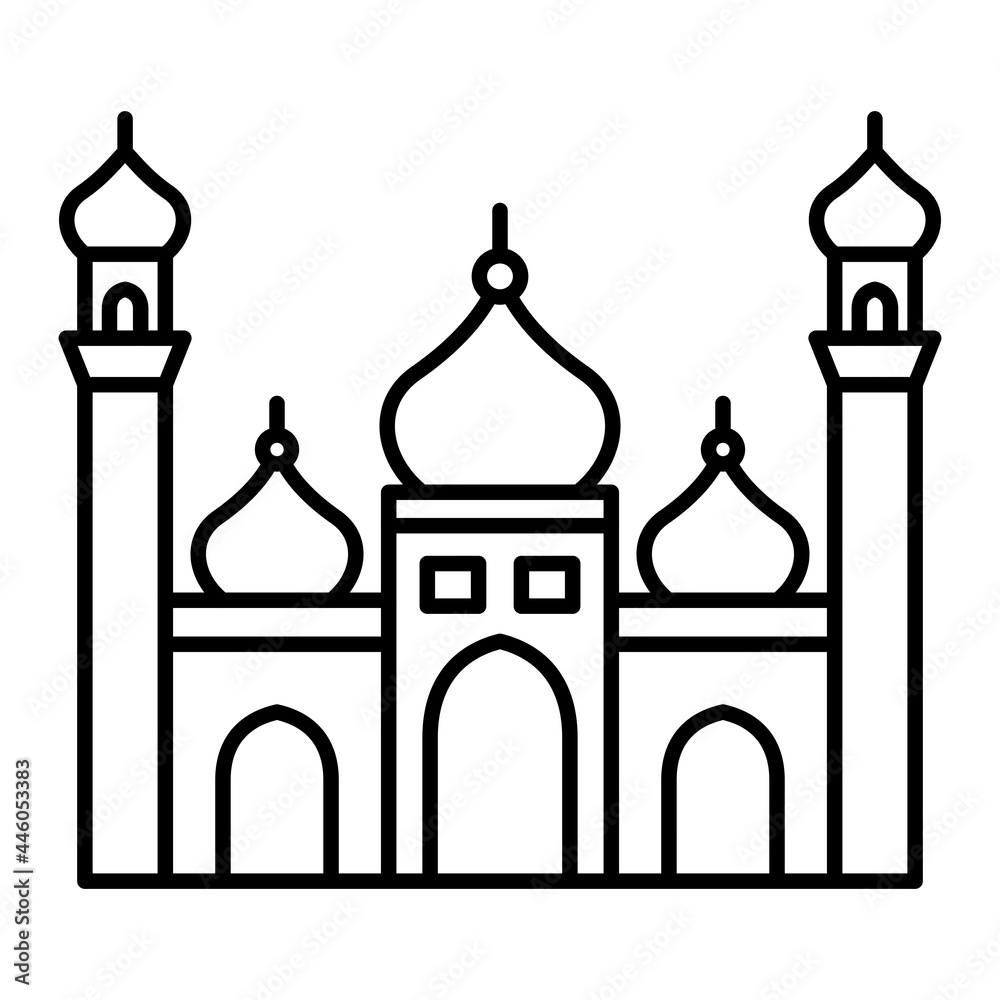 Vector Badshahi Mosque Outline Icon Design Vector Badshahi Mosque Outline Icon Design