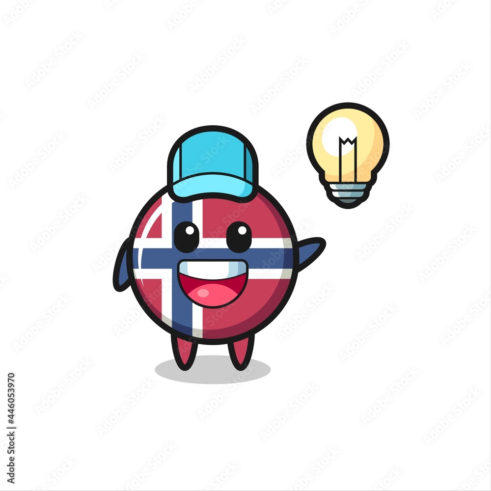 norway flag badge character cartoon getting the idea norway flag badge character cartoon getting the idea