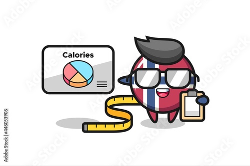 Illustration of norway flag badge mascot as a dietitian