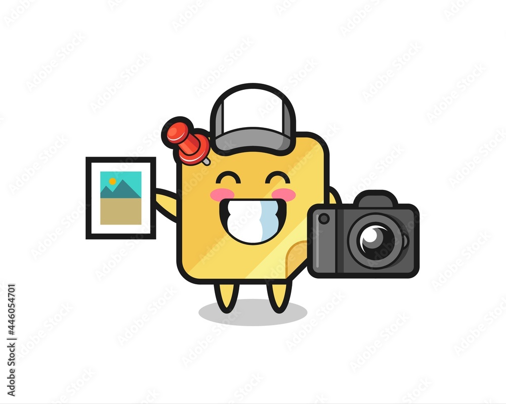 Character Illustration of sticky note as a photographer Character Illustration of sticky note as a photographer