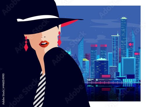 Fashion woman in New York City. Pop art style illustration.