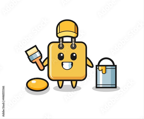 Character Illustration of shopping bag as a painter