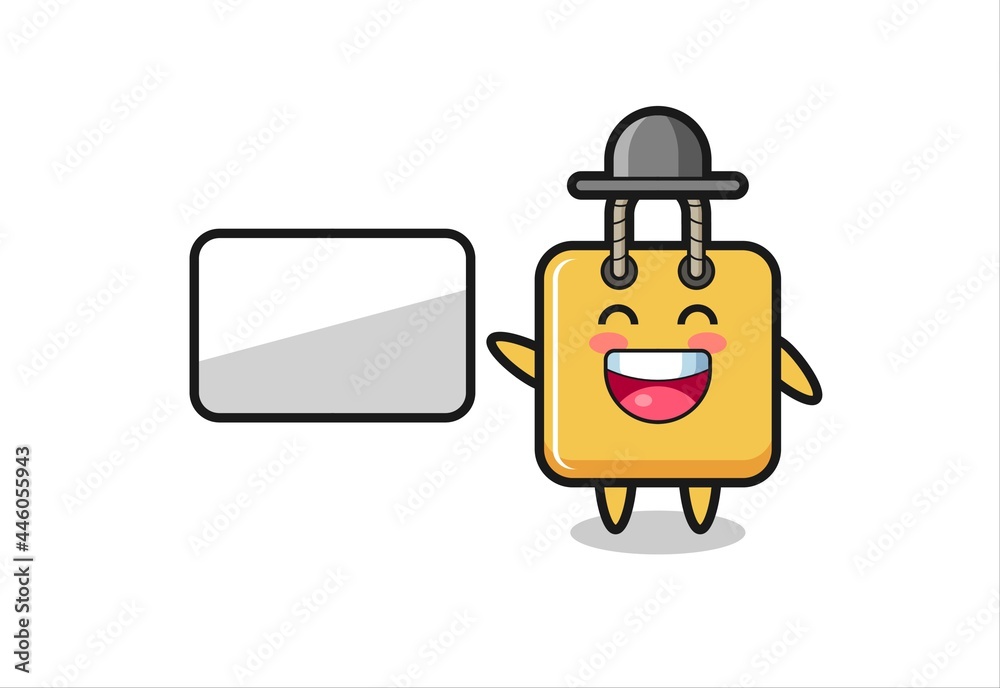 Fototapeta premium shopping bag cartoon illustration doing a presentation