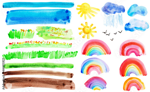Abstract watercolor nature textures in bright colors