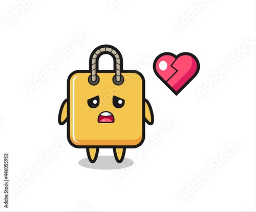 shopping bag cartoon illustration is broken heart