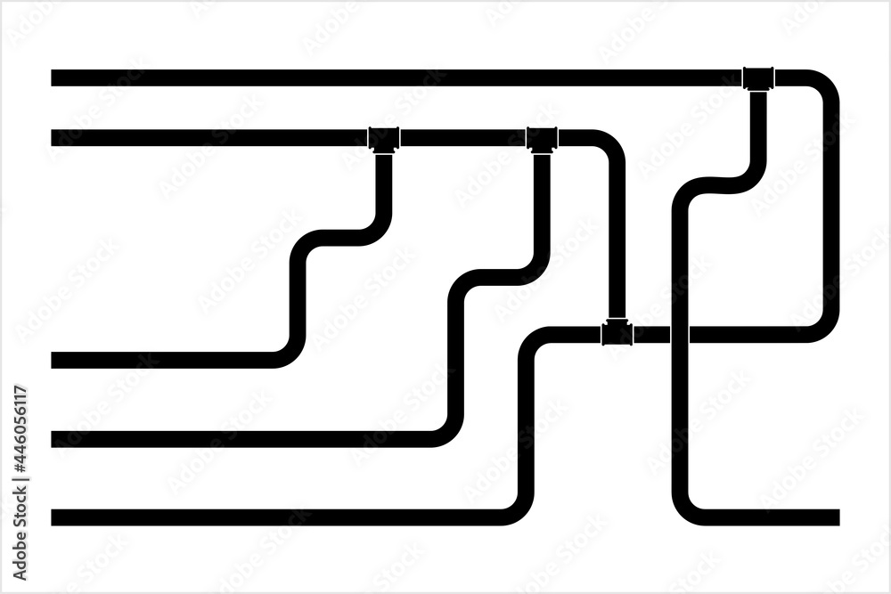 Pipe Icon, Plumbing Work, Gas,, Air, Water, Oil, Liquid Pipeline