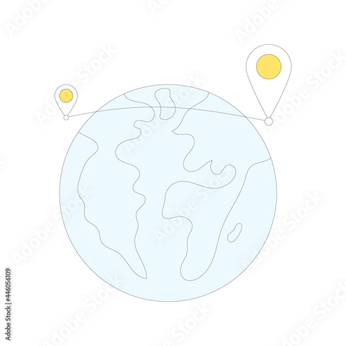 Globe with location signs.