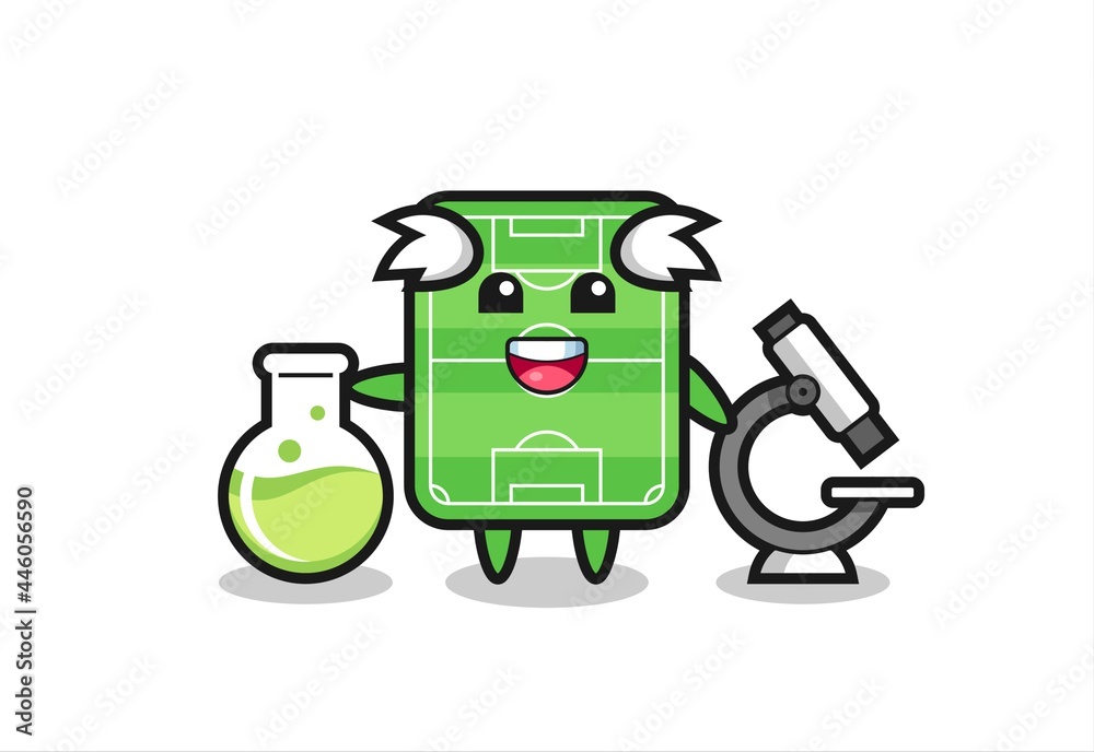 Mascot character of football field as a scientist Mascot character of football field as a scientist