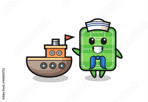 Character mascot of football field as a sailor man