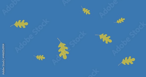 Composition of leaf icons on blue background