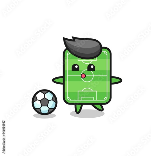 Illustration of football field cartoon is playing soccer