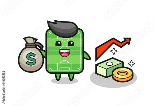 football field illustration cartoon holding money sack