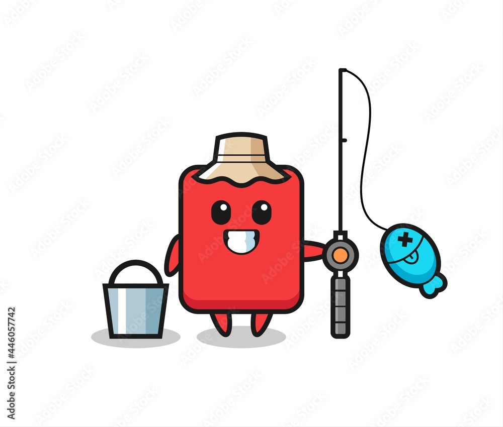 Mascot character of red card as a fisherman Mascot character of red card as a fisherman