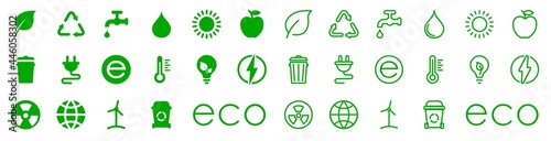 Set of ecologe, nature green icon in different style