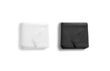 Blaank black and white folded towel with deferred corner mockup