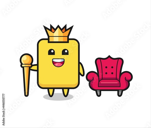 Fototapeta Naklejka Na Ścianę i Meble -  Mascot cartoon of yellow card as a king