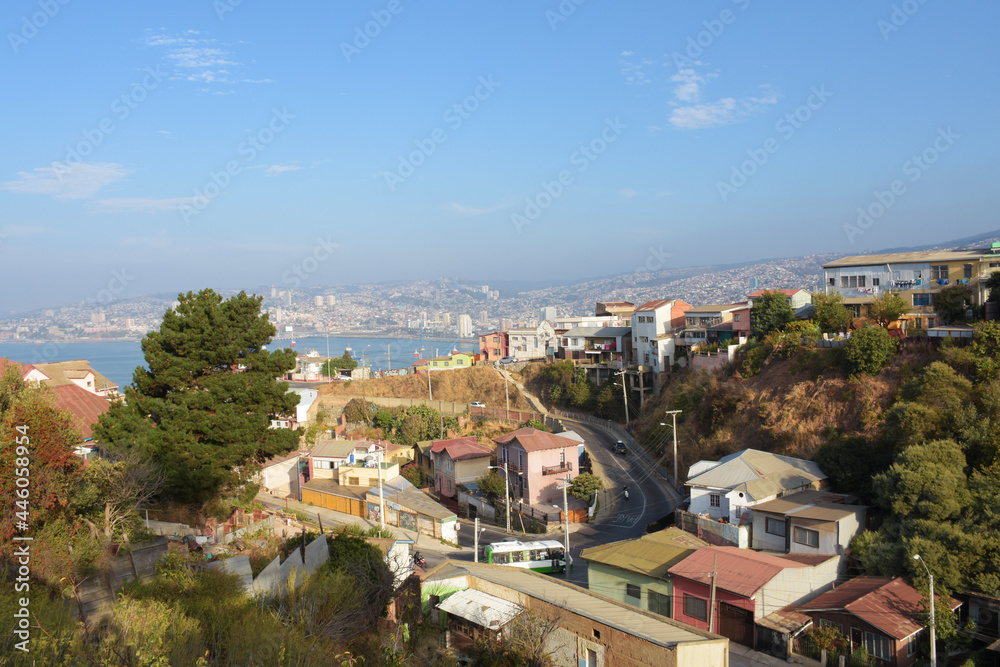 View from a house on a hill in Valparaíso, Chile