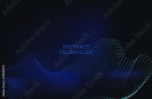 Cryptocurrency fintech network blockchain and programming concept. Science background. onnecting dots . Big data visualization and Business .Vector illustration. music wave