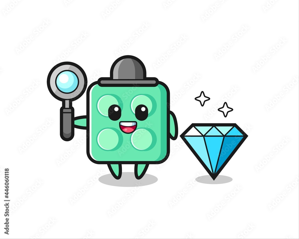 Illustration of brick toy character with a diamond Illustration of brick toy character with a diamond