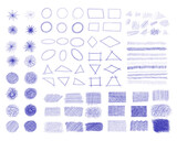 Ink pen scrawl collection - various shapes of hand drawn scribble line drawings.