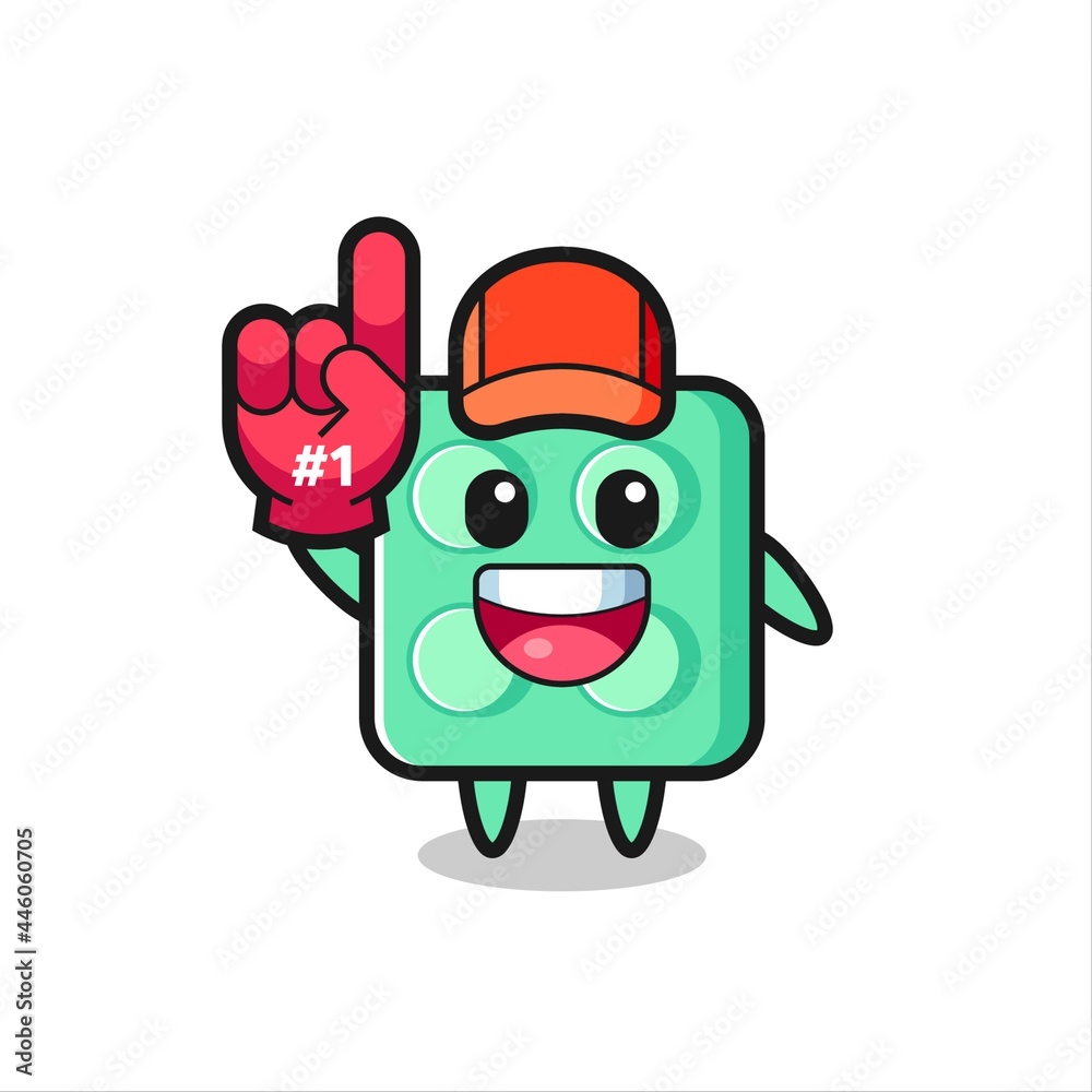 brick toy illustration cartoon with number 1 fans glove brick toy illustration cartoon with number 1 fans glove