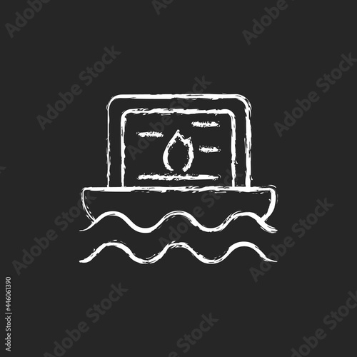 Taiwan water lanterns chalk white icon on dark background. National traditional celebration. Little light launching. Asian cultural values. Isolated vector chalkboard illustration on black