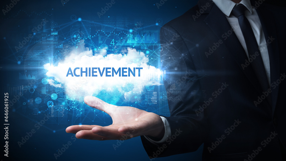 Hand of Businessman holding motivational message Hand of Businessman holding motivational message