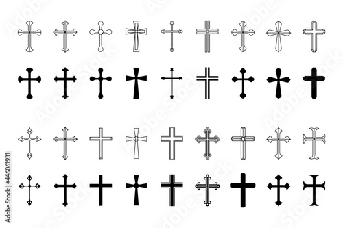Christian cross icons set o...
