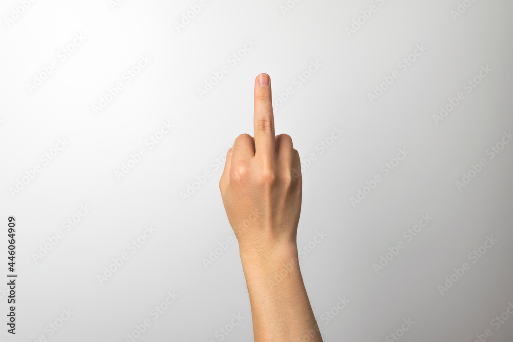 A man's hand making an expression on a white background A man's hand making an expression on a white background