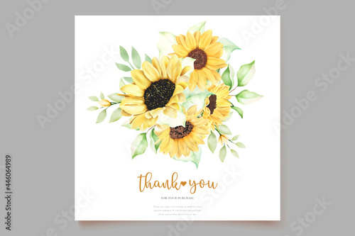 beautiful hand drawn watercolor sunflower invitation card set