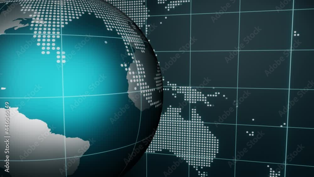 3D World News Background Loop. World map news studio set. Stock Video ...
