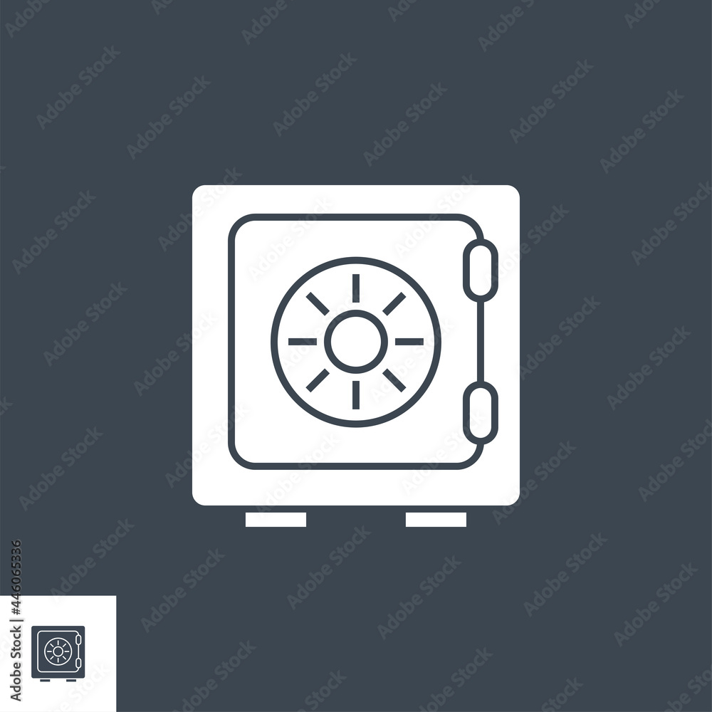 Safe related vector glyph icon. Isolated on black background. Vector illustration. Safe related vector glyph icon. Isolated on black background. Vector illustration.