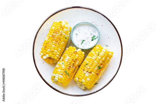 Εκτύπωση καμβά corncob grilled corn fast food meal snack copy space background rustic top view